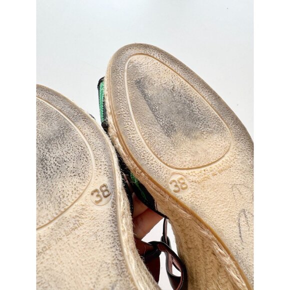 MARC BY MARC JACOBS Striped Grosgrain Leather Espadrille Wedge Sandals, Size 38 - Picture 14 of 15